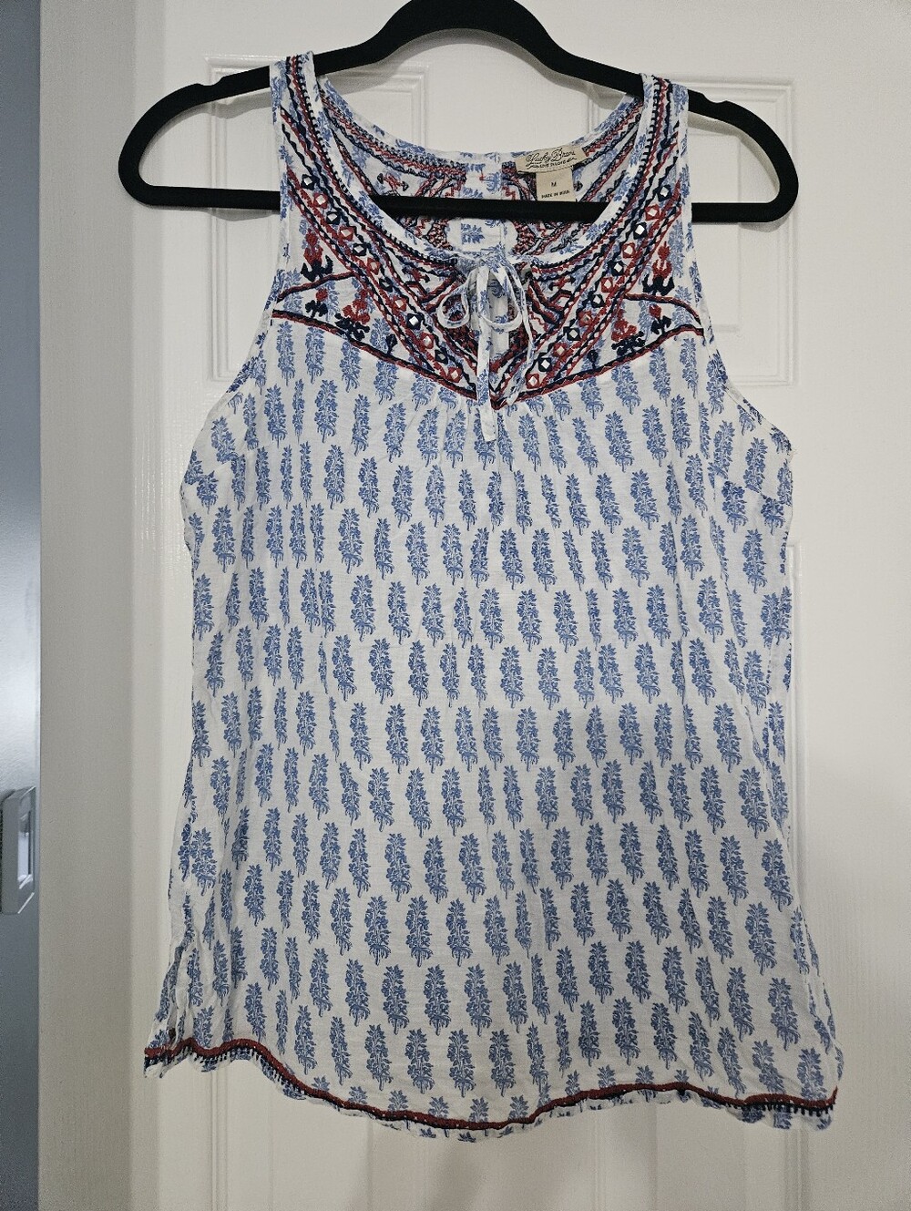 Lucky Brand Embroidered Boho Sleeveless Blouse